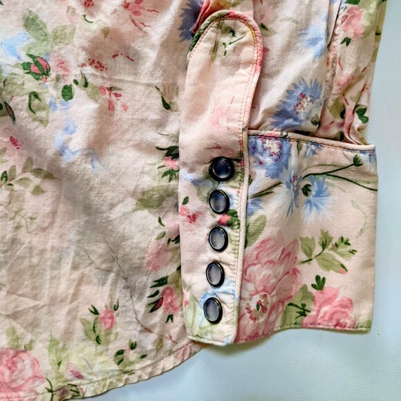 Vintage Lauren Ralph Lauren pink floral pearl snaps shirt, women's large - Picture 10 of 11